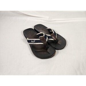 Vintage Abercrombie & Fitch Mens Leather Sandals Moose Logo Fit Flop L/Xl